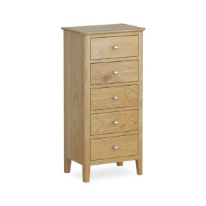 Bath Oak Tall Boy 5 drawer